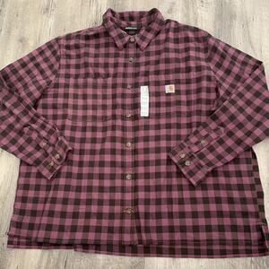 CARHARTT Womens Plus 2X Rugged Flex Loose Fit Plaid Mid-Weight Flannel Shirt NEW